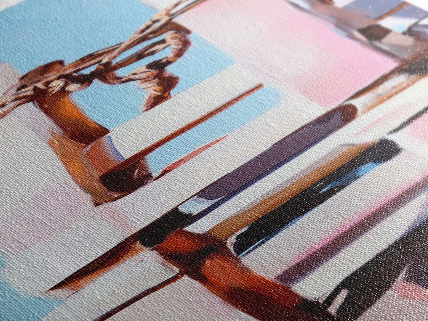 Nautical Ladder, Rustic, Beach House Decor, Coastal Wall Art, Ocean Painting, Blue Tones, Minimalist Seascape, Canvas Print