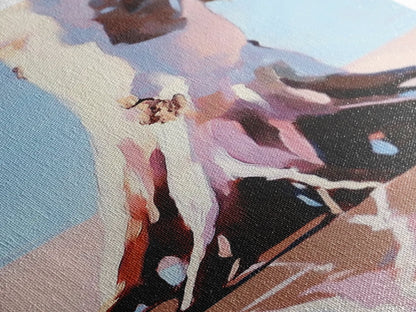 Tree trunk Coastal Home Decor, Blue Sky Painting, Seaside Aesthetic, Living Room Art, Canvas Print, Housewarming Gift