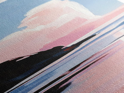 Pink Cloud, Dreamy Landscape, Soft Color Art, Aesthetic Sky, Boho Home Decor, Tranquil Seascape, Bedroom Wall Art, Framed Canvas Print