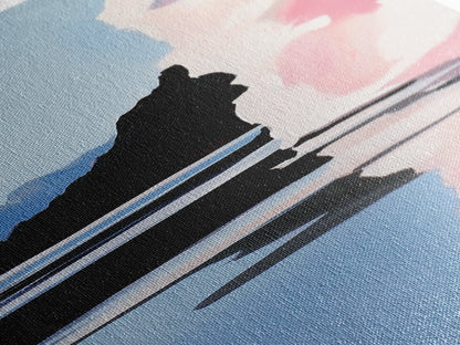 Scenic Lakeside, Moody Landscape, Framed Canvas Print, Nature Art, Soft Earthy Colors, Living Room Wall Art, Modern Minimalist