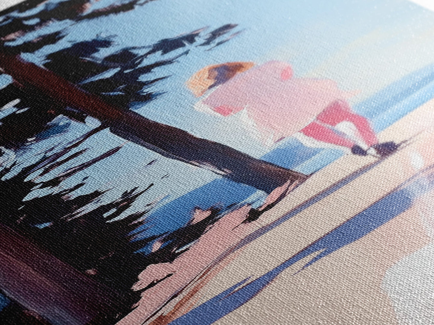 Walking Alone, Pink Dress, Scenic Art, Framed Canvas Print, Minimalist Wall Art, Nature Painting, Bedroom Decor, Boho Art, Gift