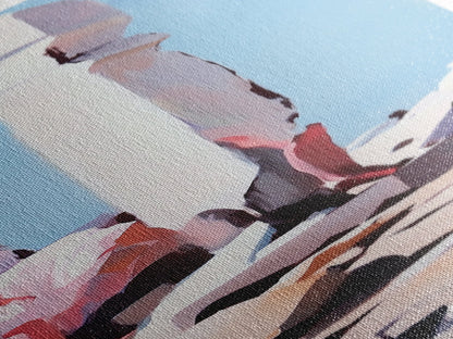 Stone Sculpture, Abstract Figure, Modern Minimalist Art, Desert Vibes, Contemporary Landscape, Earthy Tones, Framed Canvas Print