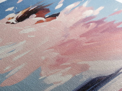 Ocean Splash, Surfer Girl, Dynamic Beach Art, Coastal Living, Vibrant Water Painting, Energetic Waves, Framed Canvas Print