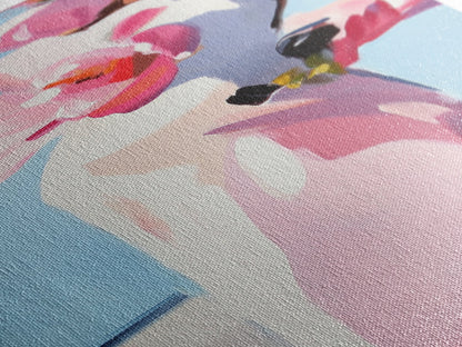 Floral Vase, Pink Magnolia, Modern Impressionist, Canvas Print, Botanical Wall Art, Elegant Decor, Bedroom Art, Feminine Aesthetic