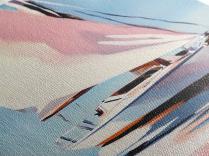 Sailboat Reflection, Nautical Painting, Coastal Wall Art, Canvas Print, Ocean Lover Gift, Modern Seascape, Beach House Decor