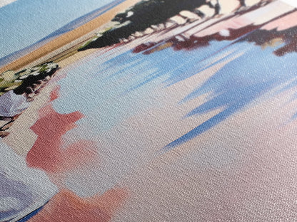 Weinbergweg, sanfte Hügel, ländliches Weinland, Leinwanddruck, naturnahe Wandkunst, elegante Landschaft, idyllische Naturszene