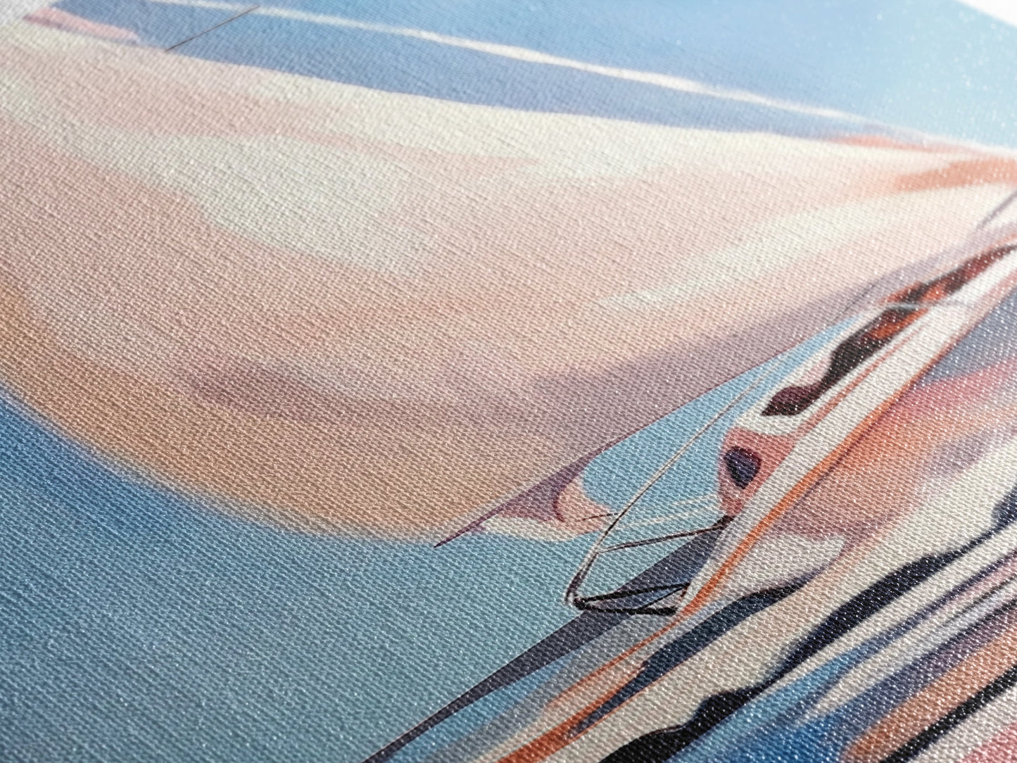 Segeltraum, Nautische Abenteuerkunst, Sanfte Pastell-Meereslandschaft, Elegante Küstendekoration, Minimalistische Meeresszene, Gerahmter Leinwanddruck