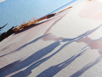 Meerespromenade, Dünen und Schatten, Küstenidylle, sanftes Licht, gerahmter Leinwanddruck, Wandbild fürs Wohnzimmer, Strandhausdeko