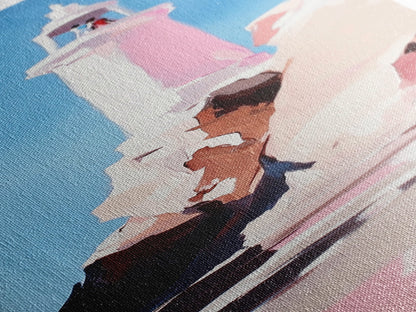 Lighthouse Art, Coastal Wall Decor, Nautical Painting, Ocean Wall Art, Minimalist Seascape, Blue Sky Print, Framed Canvas Print