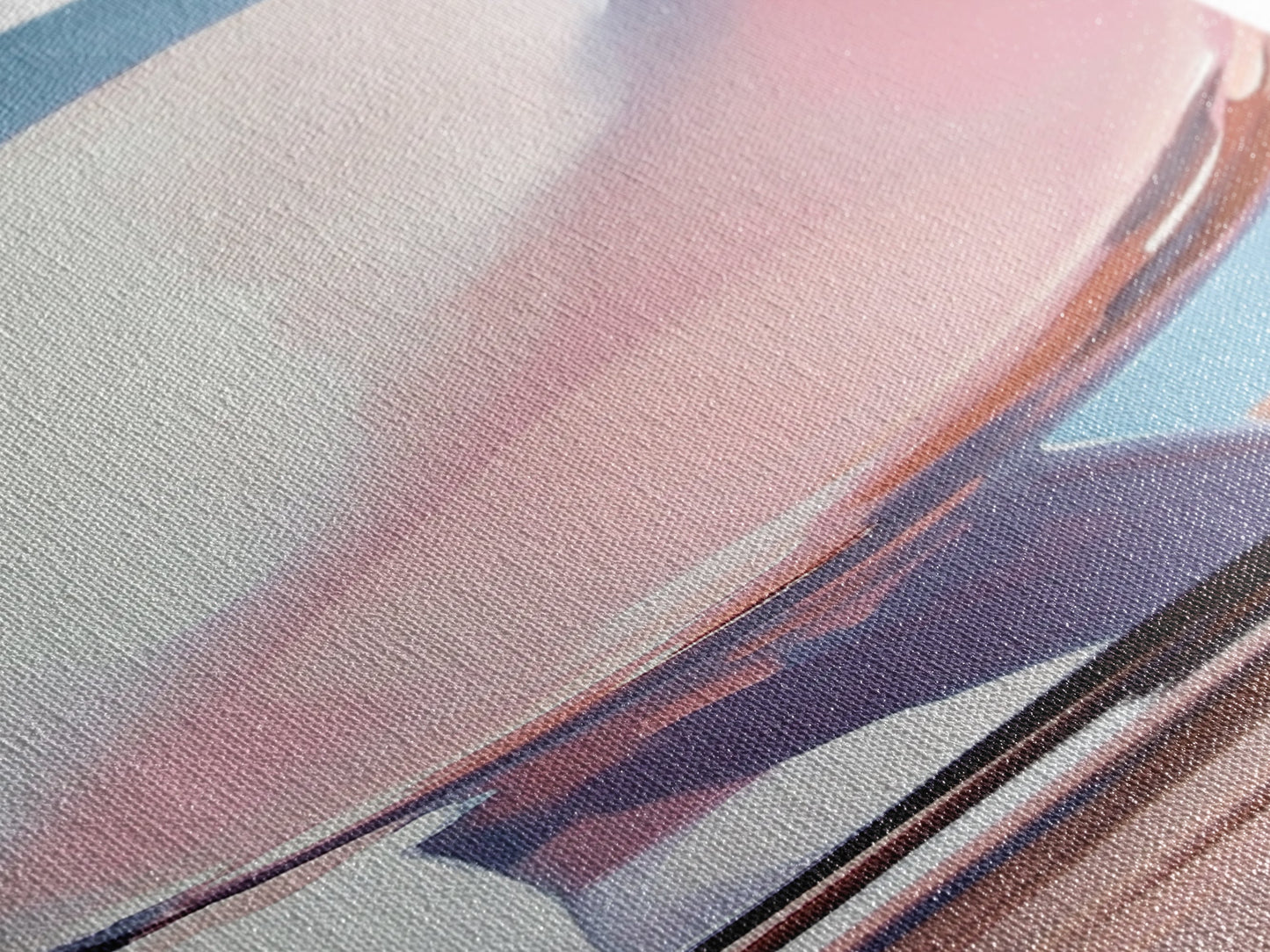 Abstract Reflection, Pink, Blue, Modern Art, Minimalist, Surrealist, Contemporary, Stylish, Bedroom, Framed Canvas Print