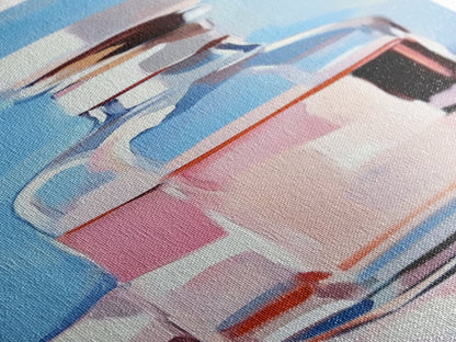 Perfume Bottle, Glass Art, Minimalist, Blue, White, Pink, Fashion, Beauty, Elegant, Living Room, Framed Canvas Print