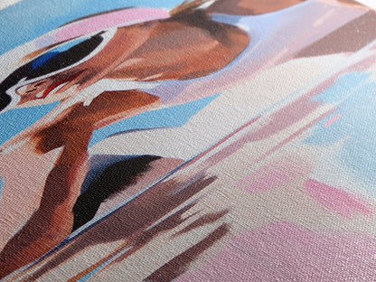 Ski Girl, Winter Adventure, Sporty Aesthetic, Snowy Mountain Art, Outdoor Enthusiast Gift, Framed Canvas Print, Modern Wall Decor