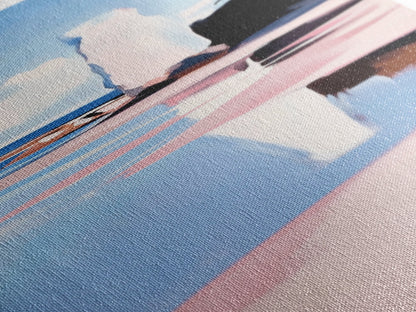 Rock Formation, Coastal Reflection, Ocean Landscape, Soft Pastel Seascape, Modern Boho Art, Nature Inspired Framed Canvas Print, Zen Decor