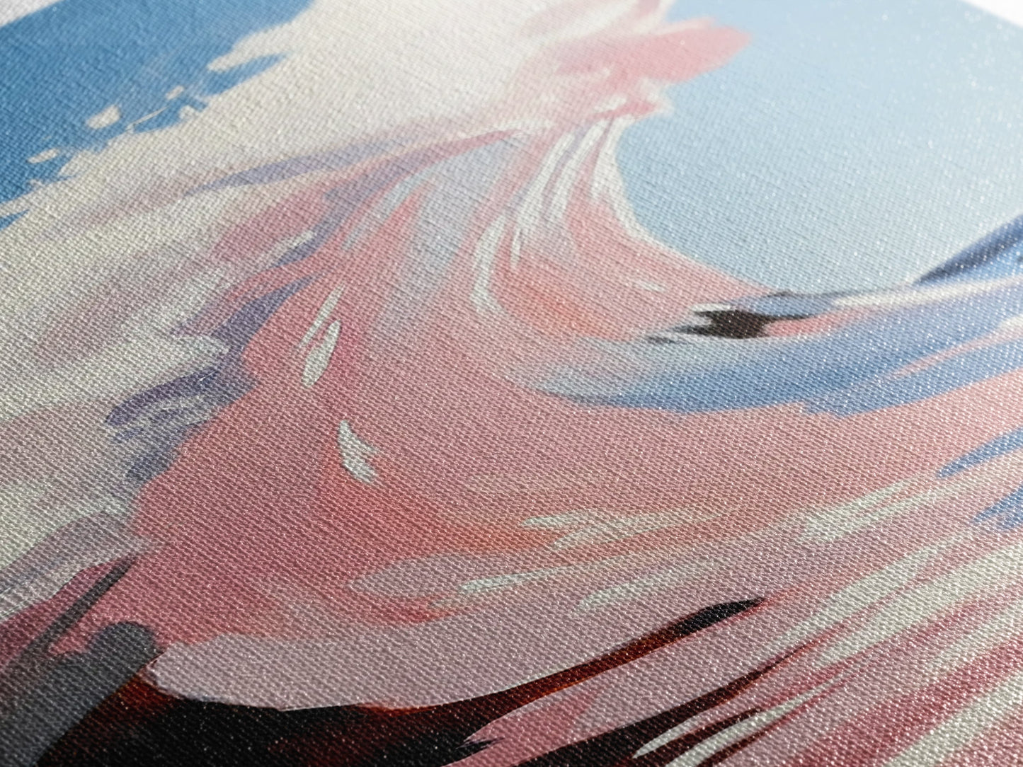 Ocean Wave, Surf Art, Dynamic Seascape, Blue Pink Aesthetic, Beach Lover Gift, Coastal Home Decor, Framed Canvas Print, Modern Wall Art