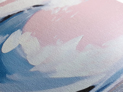 Pink Wave, Surfing Wall Art, Coastal Energy, Abstract Seascape, Ocean Motion, Beach Inspired Framed Canvas Print, Minimalist Home Decor