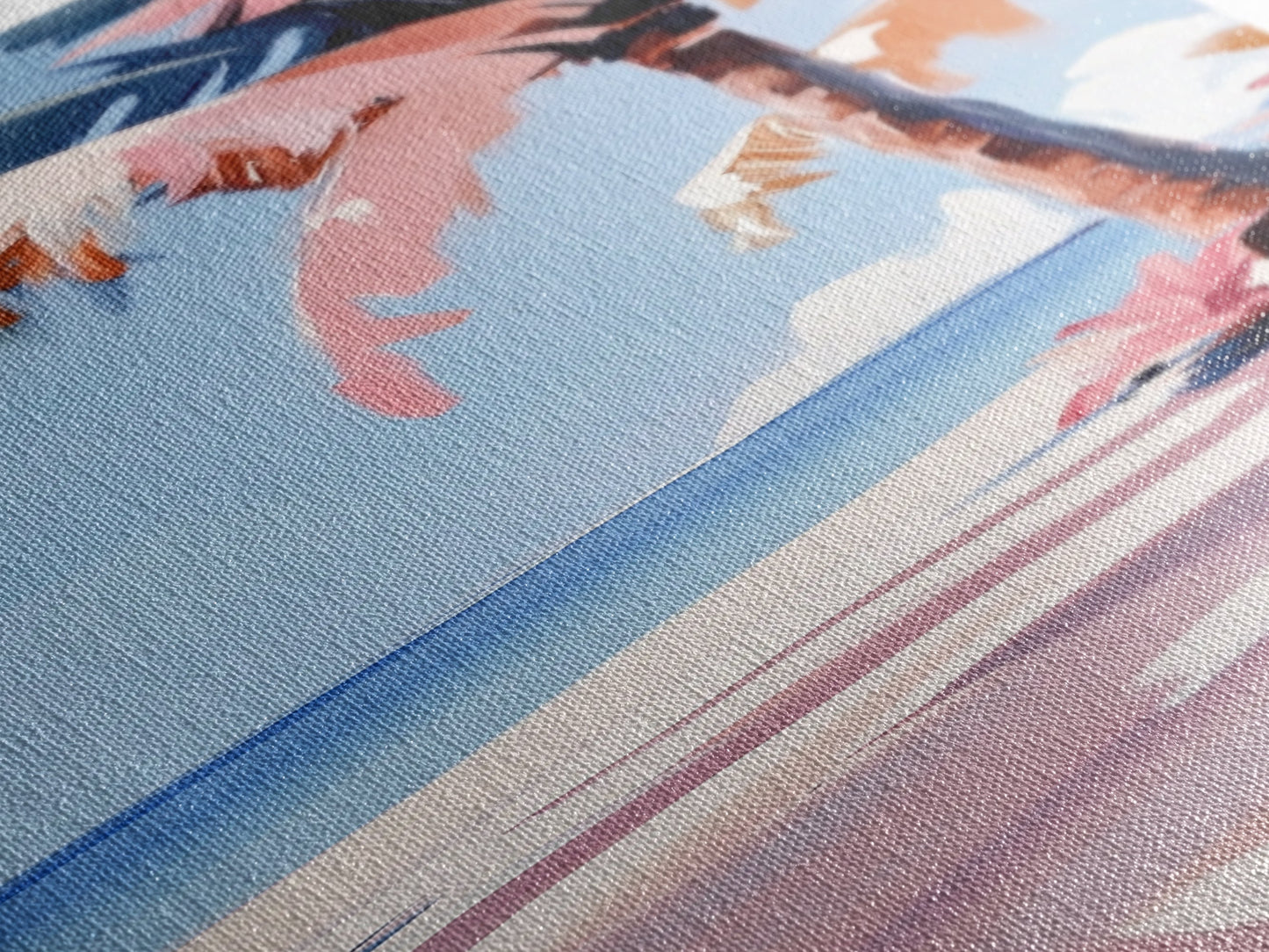 Palm Tree, Coastal Wall Art, Tropical Decor, Canvas Print, Beach House Art, Boho Aesthetic, Island Vibes, Blue and Pink Art, Relaxing Scene