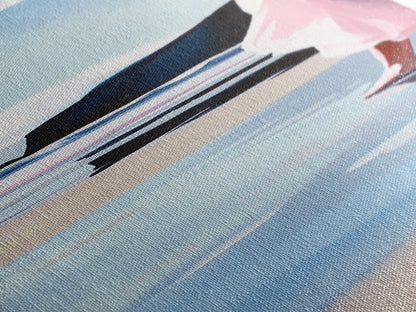 Woman by Ocean, Coastal Art, Canvas Print, Romantic Seascape, Minimalist Decor, Modern Art, Pastel Beach Scene, Living Room Wall Art