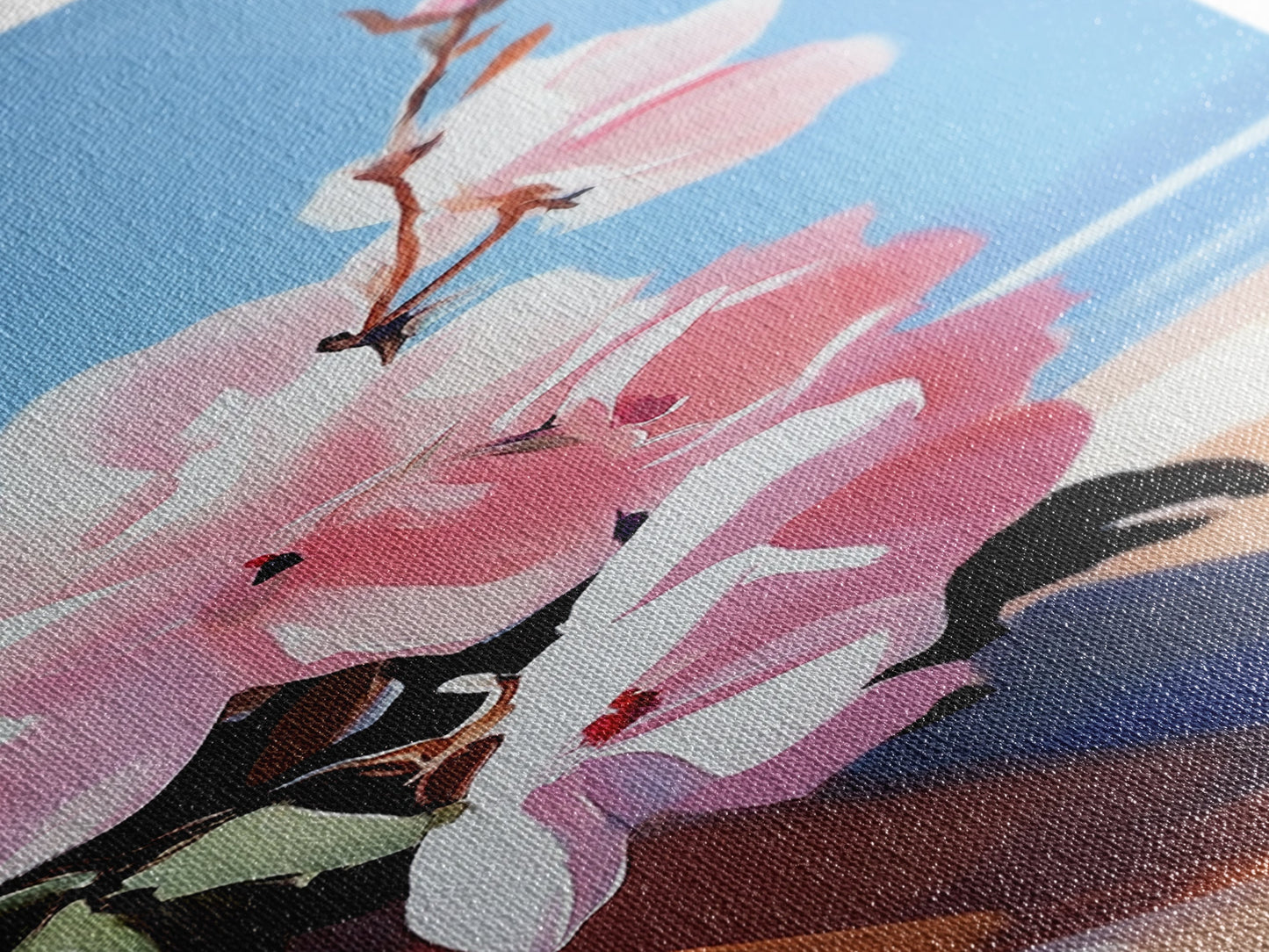 Pink Blooms, Floral Wall Art, Coastal Flower Decor, Living Room Print, Nature Art, Modern Botanical, Canvas Print, Minimalist Art