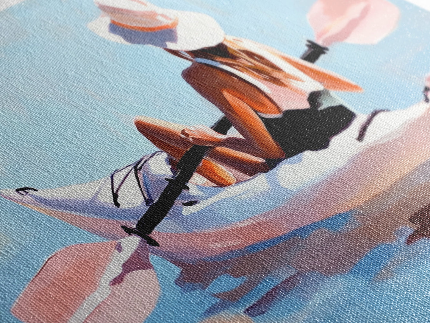 Kayaker, Summer Adventure, Water Sports Art, Canvas Print, Minimalist Wall Decor, Coastal Home Art, Boho Beach Painting, Modern Artwork