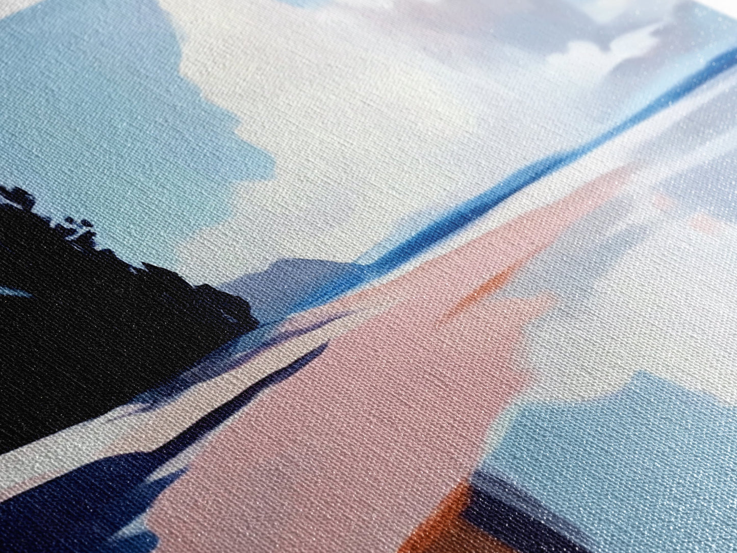 Bewölkte Meereslandschaft mit Spiegelung, ruhiger Küstendruck, minimalistische Meeresdekoration, sanfte Pastelllandschaft, Zen-Kunst für Zuhause, gerahmter Leinwanddruck fürs Schlafzimmer