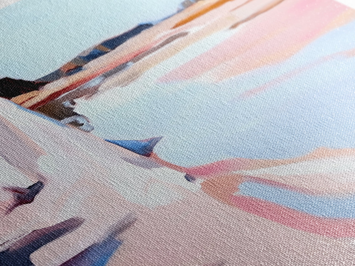 Klippen, Wasser, Spiegelung, Leinwanddruck, Küstenkunst, zeitgenössisches Seestück, Küstenansicht, Pastelllandschaft, Meeresdekor