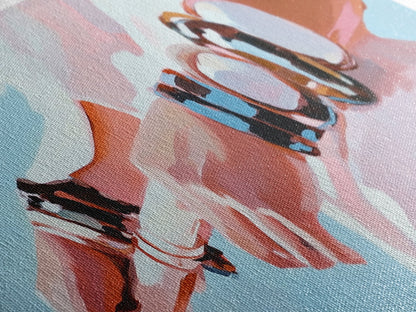 Moderne Mode, auffälliger Schmuck, schicke Kunst, gerahmter Leinwanddruck, zeitgenössische Wandkunst, feminine Dekoration, minimalistische Ästhetik, Schlafzimmerkunst