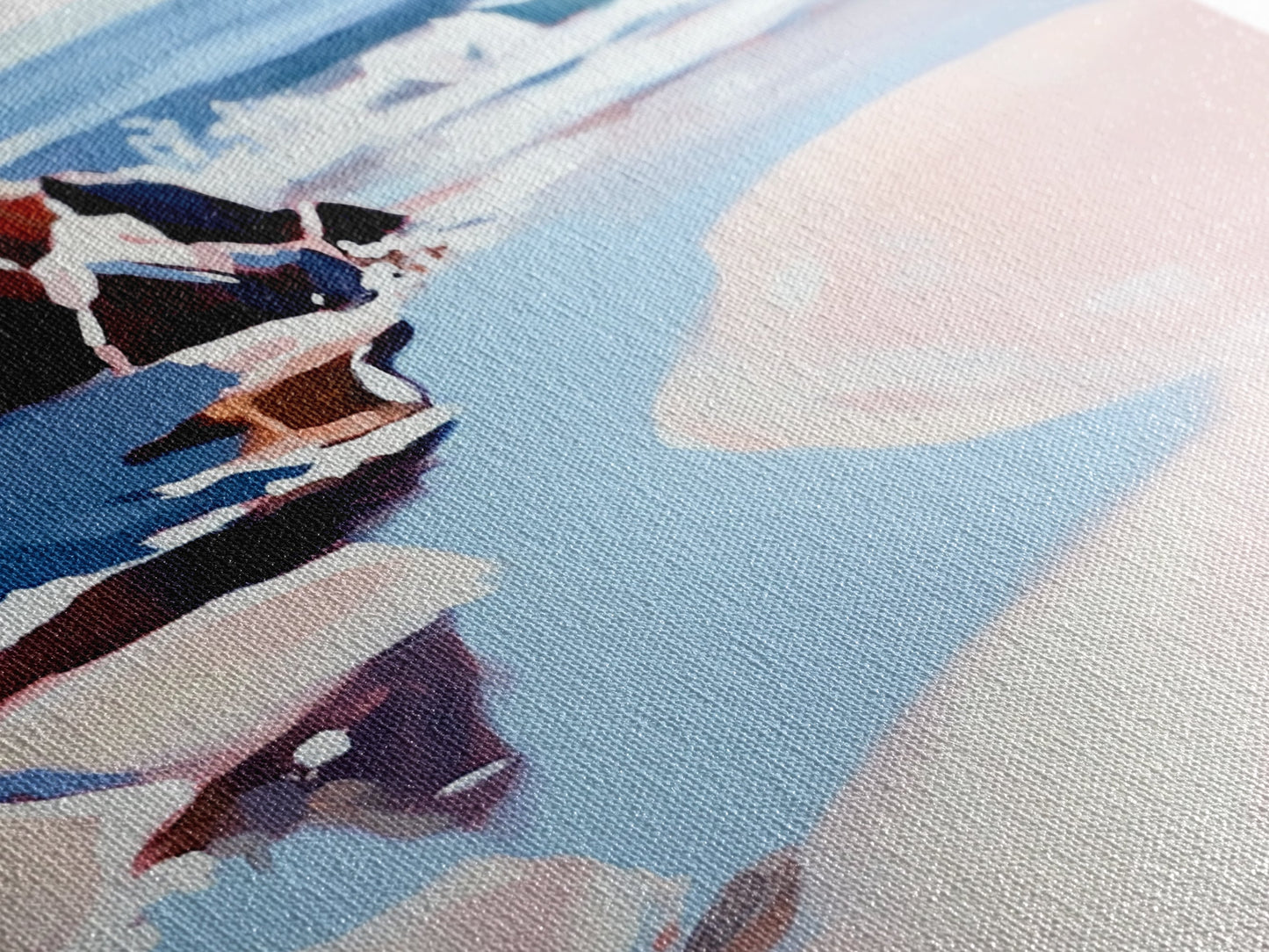 Ocean Shore, Tranquil Seascape Art, Pink Blue Horizon, Serene Beach Wall Decor, Relaxing Coastal Aesthetic, Canvas Print