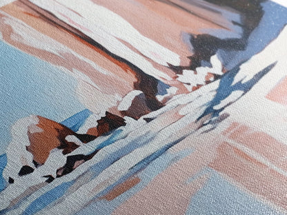 Strandspiegelungen, Felsformationen, Küstenkunst, Leinwanddruck, Wanddekoration im Küstenstil, Meeresgemälde, Wohnzimmerkunst, Minimalistische Strandkunst