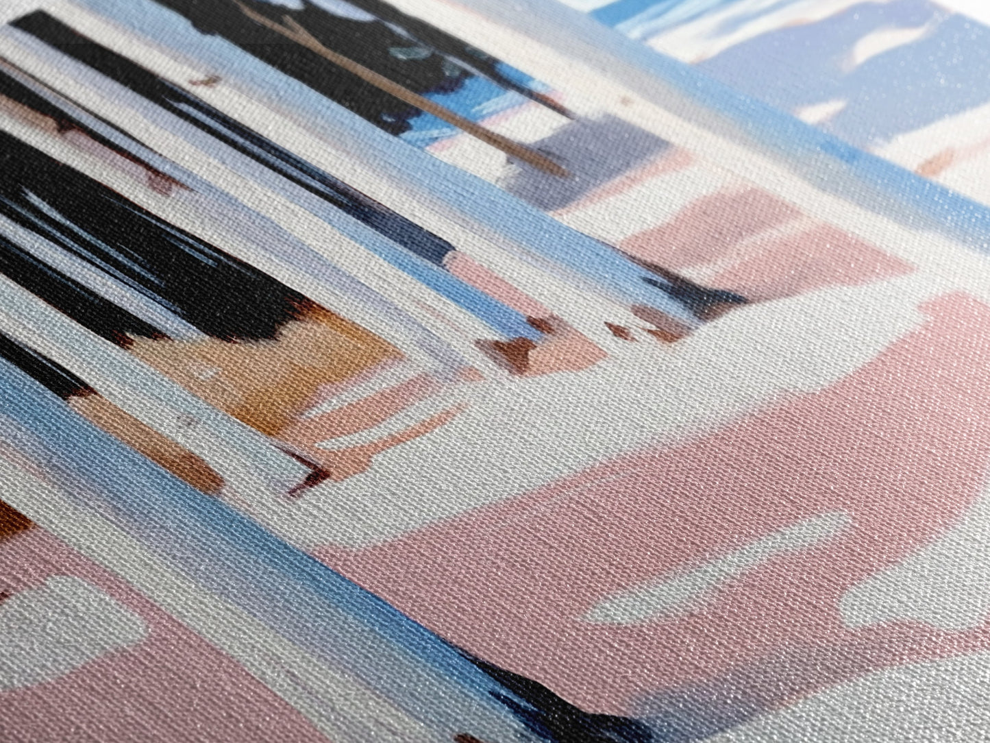 Wald am Ufer, Küstenbäume, Naturkunst, Leinwanddruck, Ruhige Wanddekoration, Wohnzimmerkunst, Strandhausgemälde, Minimalistische Kunst