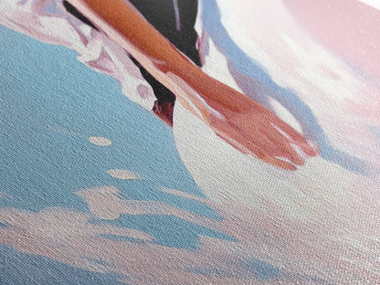 Meeresbrise, surrealer Farbtupfer, Küstenästhetik, moderne Strandkunst, nautische Dekoration, Wandkunst fürs Schlafzimmer, verträumte Pastellkunst, Leinwanddruck