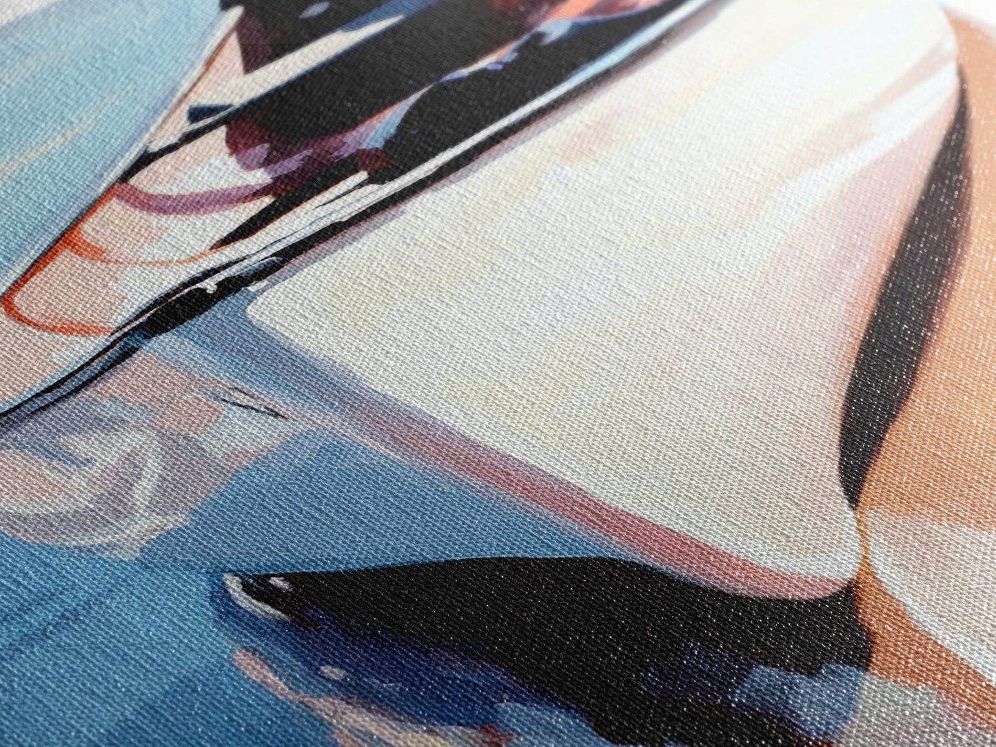 Wooden Boat, Reflection, Nautical Wall Art, Lake House Decor, Modern Impressionism, Blue and White Art, Rustic Style, Framed Canvas Print