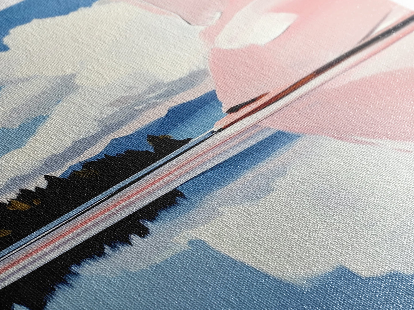 Pink Rock Reflection, Abstract Landscape, Serene Water Art, Framed Canvas Print, Modern Wall Decor, Minimalist Nature, Living Room Art