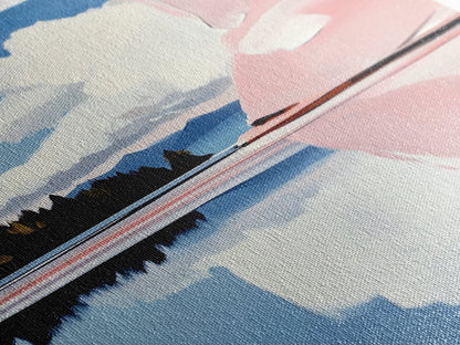 Pink Rock Reflection, Abstract Landscape, Serene Water Art, Framed Canvas Print, Modern Wall Decor, Minimalist Nature, Living Room Art