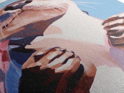 Otter Portrait, Animal Lover Gift, Cute Wildlife Art, Whimsical Decor, Framed Canvas Print, Playful Wall Art, Bedroom Artwork