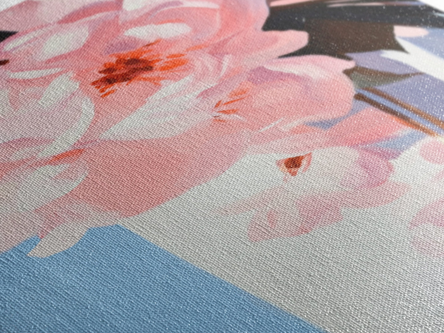 Pink Florals, Botanical Wall Art, Modern Floral Painting, Framed Canvas Print, Boho Decor, Bedroom Wall Art, Pastel Flower Artwork