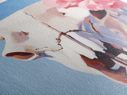 Longhorn Skull, Western Decor, Boho Wall Art, Rustic Home, Floral Art, Cowboy Aesthetic, Canvas Print, Bedroom Art, Southwestern Gift