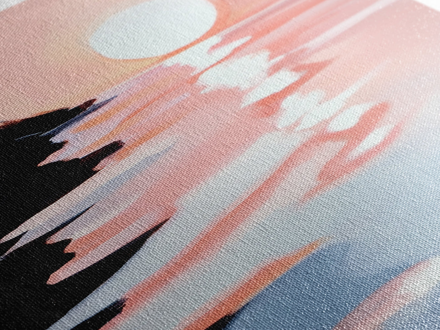 Pastel Sunrise, Abstract Landscape Art, Framed Canvas Print, Beach Wall Decor, Contemporary Coastal Artwork, Relaxing Home Aesthetic