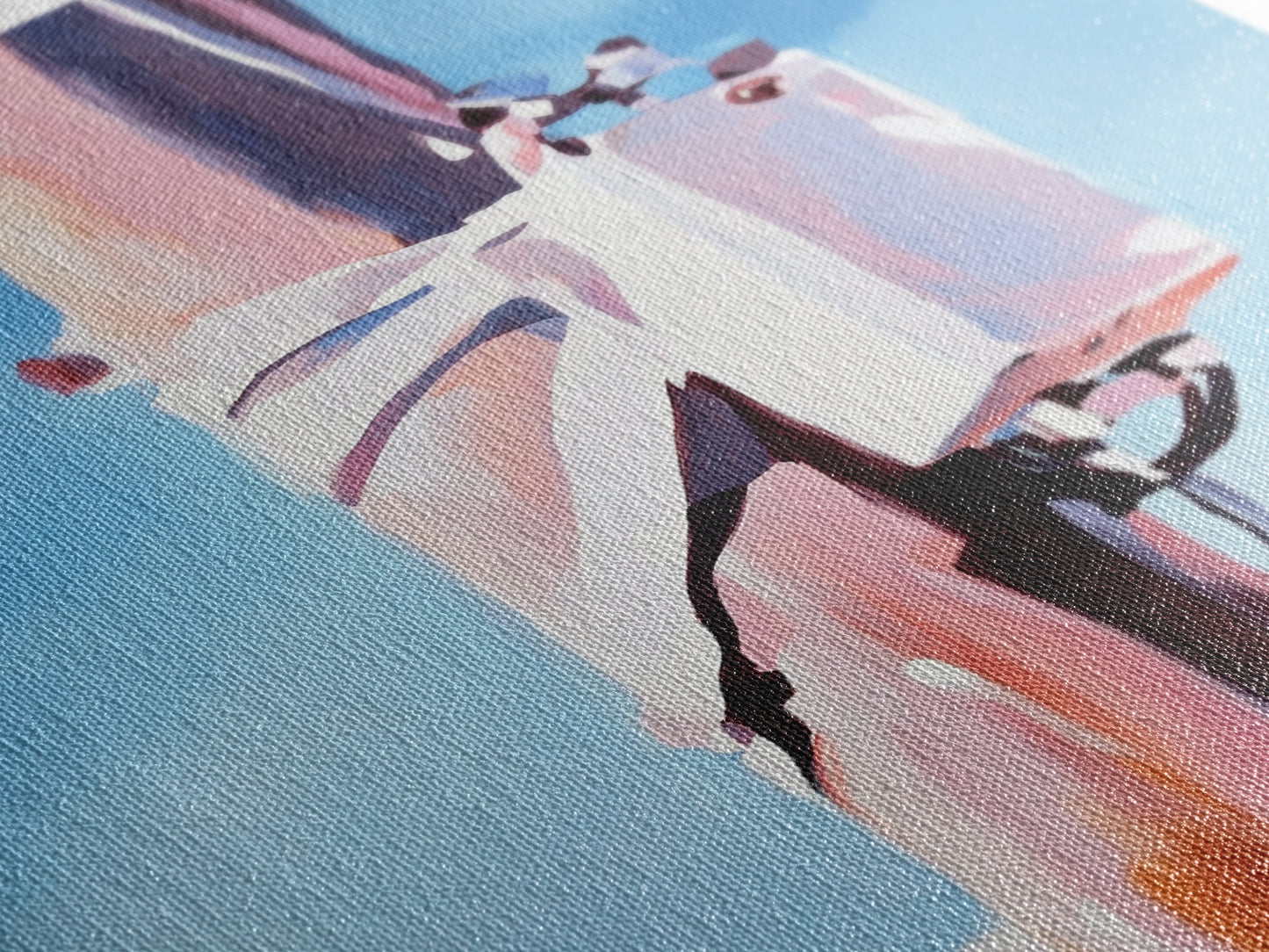 Rustic Pole, Coastal Minimalist Art, Framed Canvas Print, Boho Beach Decor, Nautical Painting, Seaside Home Aesthetic, Pastel Artwork