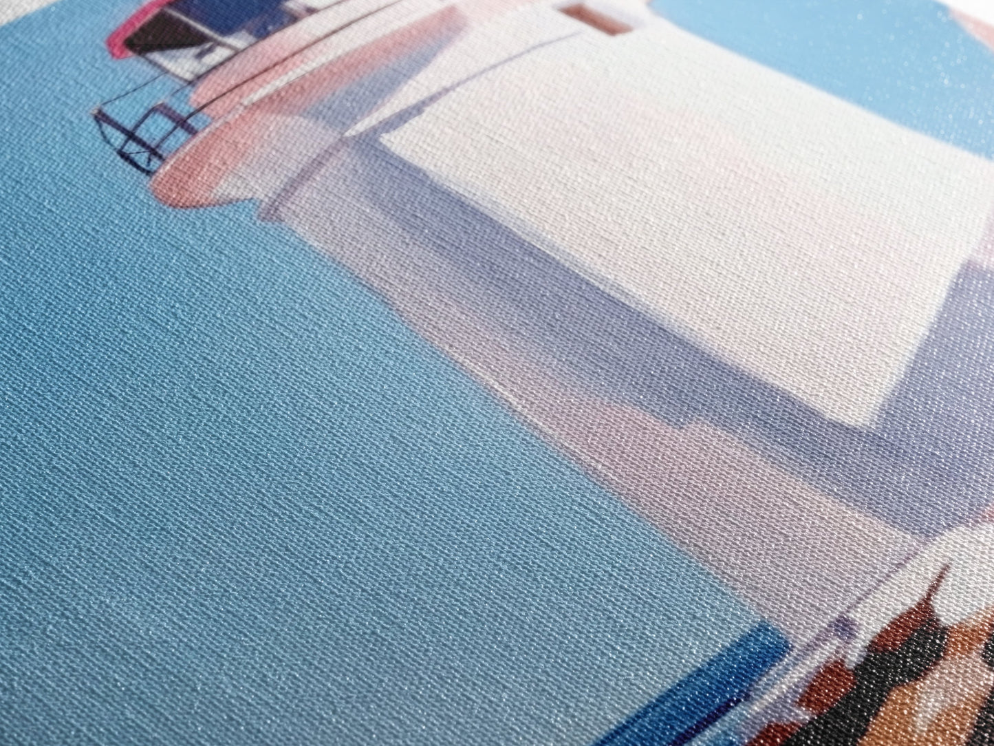 Lighthouse View, Nautical Wall Art, Beach House Decor, Ocean Scene Painting, Coastal Style, Framed Canvas Print, Bathroom Wall Art