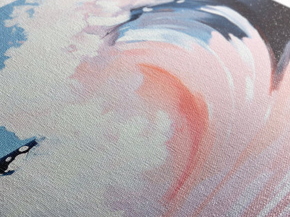 Ocean Wave Painting, Abstract Seascape Art, Modern Coastal Print, Pastel Watercolor Style, Framed Canvas Print, Beach House Wall Art