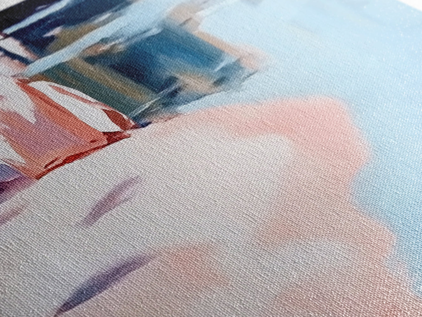 Reflections on Water, Tranquil Lakeside Scene, Minimalist Nature Art, Canvas Print, Serene Blue Tones, Relaxing Wall Art, Office Decor