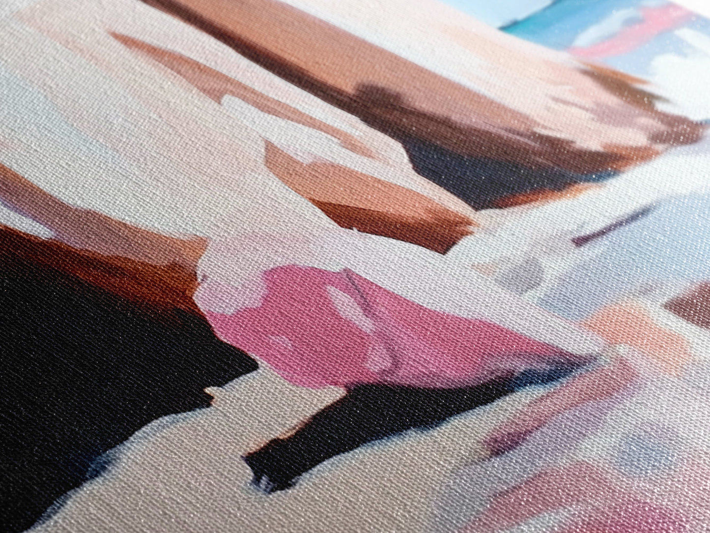 Pink Shoreline, Ocean Reflection, Coastal Wall Art, Framed Canvas Print, Minimalist Seascape, Beach House Decor, Living Room Artwork