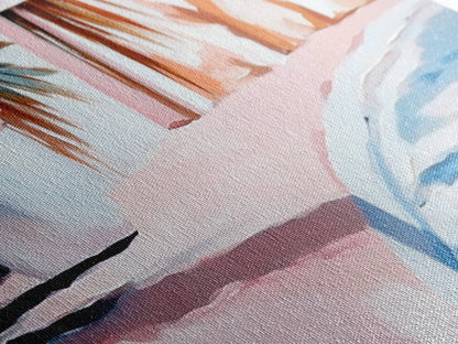 Poolside Bliss, Tropical Vibes, Relaxing Art, Framed Canvas Print, Pink Aesthetic, Coastal Wall Decor, Summer Artwork, Beach Decor