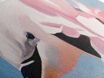 Dolphin, Pink Flowers, Canvas Print, Ocean Art, Whimsical Artwork, Coastal Wall Art, Sea Life Decor, Modern Aesthetic, Nature Lover Gift