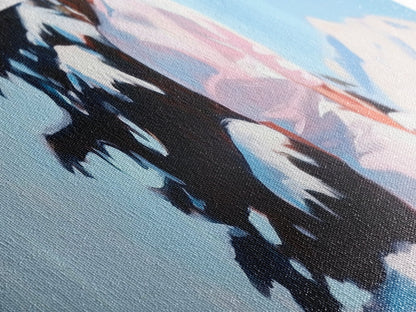 Winter Scene, Snowy Pines, Woman Outdoors, Framed Canvas Print, Christmas Wall Art, Cozy Winter Decor, Rustic Cabin Art, Nature