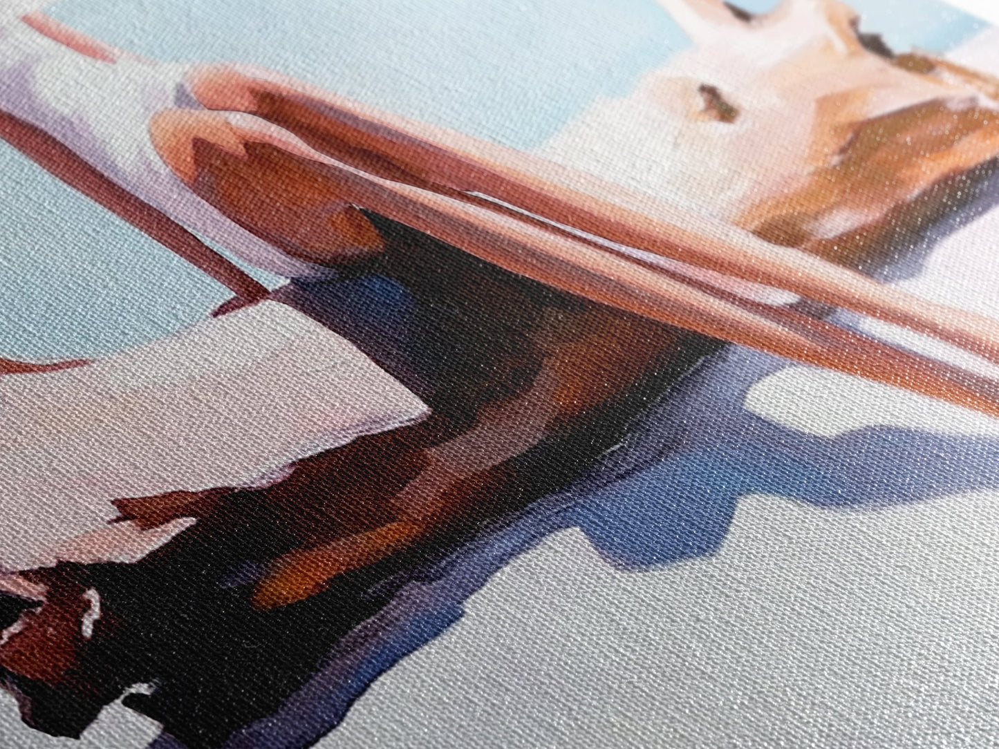 Treibholz-Flucht, Küstenleben-Kunst, Minimalistische Strandszene, Sommerliche Farben, Gerahmter Leinwanddruck, Entspannende Wohndekoration, Vom Meer inspiriert