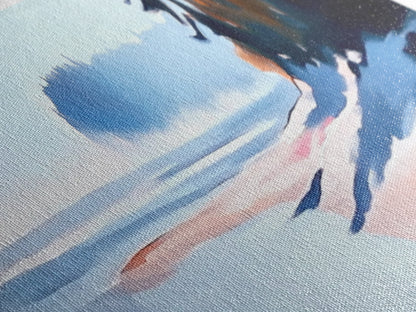 Misty Shoreline, Coastal Landscape Art, Minimalist Seascape, Ocean View, Framed Canvas Print, Modern Home Decor, Living Room Art