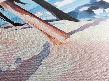 Coastal Trees, Beach Landscape, Ocean View, Framed Canvas Print, Modern Wall Art, Minimalist Decor, Living Room Art, Tropical Artwork