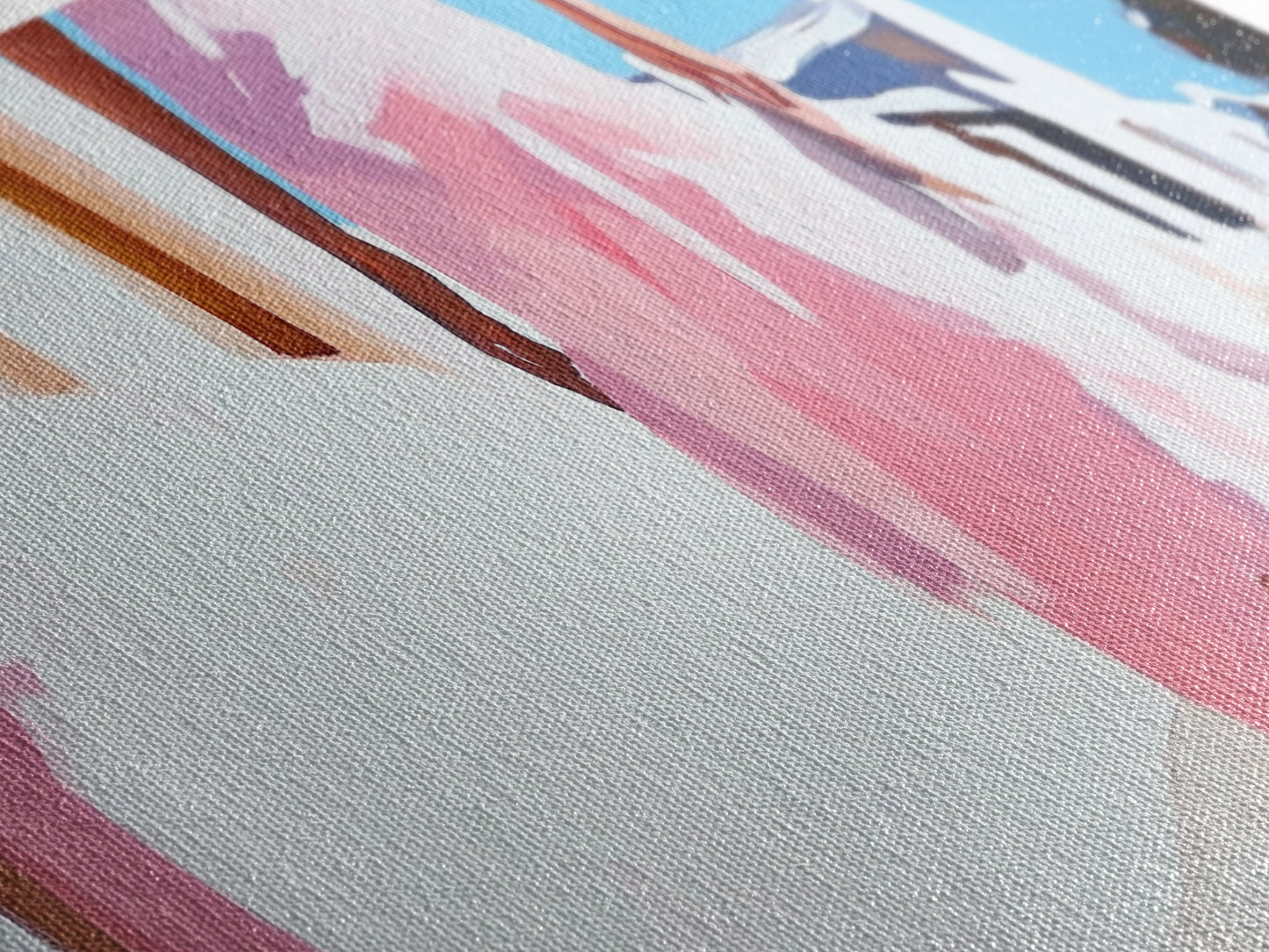 Pink Dress, Elegant Stroll, Romantic Scene, Framed Canvas Print, Modern Wall Art, Feminine Decor, Stylish Living Room Artwork