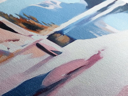 Lake Reflection, Serene Nature, Framed Canvas Print, Minimalist Wall Art, Living Room Decor, Blue Tones, Tranquil Home Aesthetic